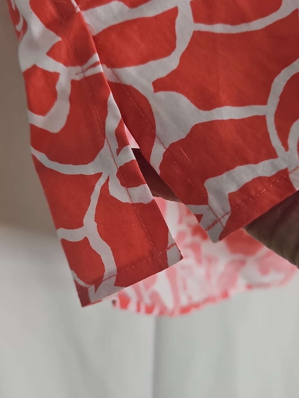 Coldwater Creek Coral Rose Print Button-Down Blouse - Picture 5 of 10